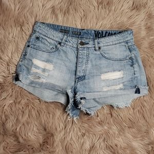 Volcom distressed jean shorts